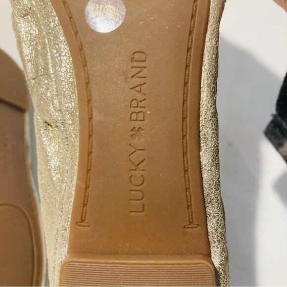 LUCKY BRAND Sz 8 Gold Ballet Elasticized Sides for Comfort Fit Slip On Flats NWT - Picture 8 of 11